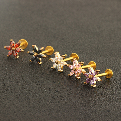 Лабреты из нержавеющей стали 304 с кубическим цирконием без резьбы WG16961-05-1