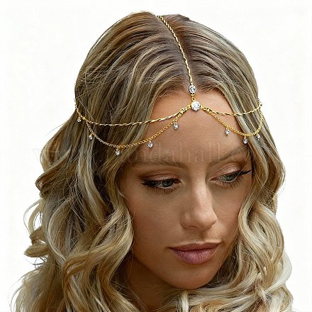 Сплав со стразами цепочка для волос&nbsp;DIY-WH20058-11G-1