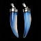 Opalite Pendants, Horn Charms, with Rack Plating Platinum Plated Brass Snap on Bails, 34~36x10mm, Hole: 8x5mm