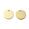 304 Stainless Steel Charms, Flat Round Charm, Ion Plating(IP), Real 14K Gold Plated, 15x1mm, Hole: 1.9mm