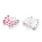 Alloy Enamel Pendants, with Rhinestones, Butterfly Charms, Pearl Pink, 21x22x3.7mm, Hole: 2.5mm