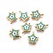 Brass Enamel Links, Long-Lasting Plated, Star, Turquoise, Real 18K Gold Plated, 16x13x2mm, Hole: 1mm