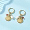 304 Stainless Steel Shell Shape Hoop Earrings, with Cultured Freshwater Pearl, Golden, 37x15mm