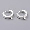 201 Stainless Steel Huggie Hoop Earrings Findings, with Vertical Loop, with 316 Surgical Stainless Steel Earring Pins, Ring, Silver, 15x13x3mm, Hole: 1.4mm, Pin: 1mm