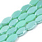 Electroplate Glass Beads Strands, AB Color Plated, Faceted, Rice, Medium Sea Green, 10x6x3.5mm, Hole: 1.4mm, about 48~50pcs/strand, 18.89~19.68 inch(48~50cm)