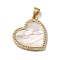 Rack Plating Brass Micro Pave Clear Cubic Zirconia Pendants, with Shell, Long-Lasting Plated, Lead Free & Cadmium Free, Heart Charm, Real 18K Gold Plated, 20.5x20.5x1.5mm, Hole: 5x3.5mm