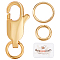 Brass Lobster Claw Clasps, with Jump Rings, Cadmium Free & Nickel Free & Lead Free, Oval, Real 18K Gold Plated, 12x6x3mm, Hole: 3.8mm, 12pcs