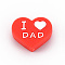 Mother's Day Food Grade Eco-Friendly Silicone Focal Beads, Heart with Word I Love DAD or MOM, Orange Red, 20x25x10mm, Hole: 2mm