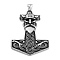 Viking 304 Stainless Steel Big Pendants, Mjolnir Thor Hammer Charm, Antique Silver, 61.5x47x6.5mm, Hole: 8.5x4mm
