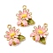 Alloy Enamel Pendants, Flower, Golden, Pink, 20.5x17x6mm, Hole: 1.8mm