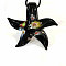 Starfish Millefiori Glass Pendant Waxed Cord Necklaces, Black, 17.72 inch(45cm)