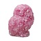 Resin Owl Display Decoration, with Natural Rose Quartz Chips inside Statues for Home Office Decorations, 90x80x100mm