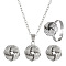 Alloy Twist Knot Cuff Rings & Pendant Necklaces & Stud Earrings Sets, Platinum, 500mm