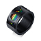 Rainbow Color Pride Flag Word Love Rotating Enamel Finger Ring, Stainless Steel Fidget Spinner Ring for Stress Anxiety Relief, Electrophoresis Black, US Size 8(18.1mm)