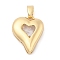 Rack Plating Brass Pendants, Heart Shaped Glass Charms, Long-Lasting Plated, Cadmium Free & Lead Free, Real 18K Gold Plated, Clear, 20.5x16x5mm, Hole: 3x5.5mm