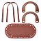 2Pcs Wood Bag Handles, with 1Pc PU Leather Oval Long Bottom and 2 Strands Imitation Leather Bag Handles, for Bag Straps Replacement Accessories, Coconut Brown, 12.35x18.5x0.85cm, Hole: 5.5mm