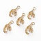 Brass Pendants, Claw, Golden, 28x12.5x14.5mm, Jump Ring: 6x1mm, Hole: 4mm