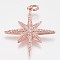 Brass Micro Pave Cubic Zirconia Pendants, Star, Rose Gold, 25x23x3mm, Hole: 3mm