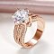 Brass Micro Pave Cubic Zirconia Finger Rings for Women, Round, Rose Gold, US Size 10(19.8mm)