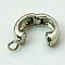 Brass Magnetic Clasps with Loops, Lead Free & Nickel Free, Oval Ring, Platinum, 19x13x6mm, Hole: 2.5mm