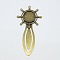 Tibetan Style Helm Bookmark Cabochon Settings, Cadmium Free & Nickel Free & Lead Free, Antique Bronze, Tray: 18mm, 84x40x4mm