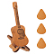 1 Set Guitar Shaped Wood Guitar Pick Box Holder Collector with Magnetic Clasps, Dark Orange, 6.5x4.5x11cm