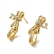 Brass Stud Earrings, Cubic Zirconia, Cadmium Free & Lead Free, Butterfly, Real 18K Gold Plated, 19x7.5mm