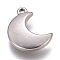 Tarnish Resistant 304 Stainless Steel Charms, Moon, Stainless Steel Color, 14x11x3mm, Hole: 1.4mm