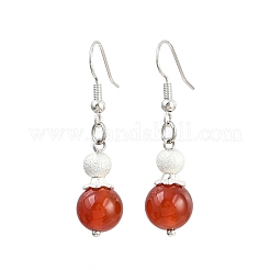 Серьги-подвески из натурального сердолика из латуни&nbsp;EJEW-JE06588-02