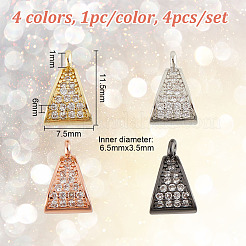 4 шт. 4-х цветные латунные микрофибровые трубчатые дужки с кубическим цирконием&nbsp;KK-DR0001-17