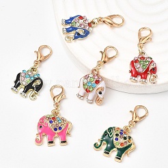 6 шт. подвеска в виде слона из сплава со стразами&nbsp;HJEW-YW00266