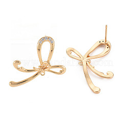 Серьги-гвоздики из латуни с прозрачным фианитом и прозрачным фианитом&nbsp;KK-S356-664-NF