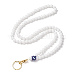 Круглые силиконовые и смоляные бусины сглаза имя карточка ожерелье шнурок&nbsp;NJEW-JN05095-02