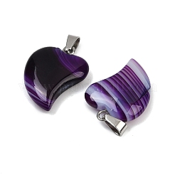 Ожерелья с подвеской в виде сердца из окрашенного натурального полосатого агата&nbsp;NJEW-G166-01B