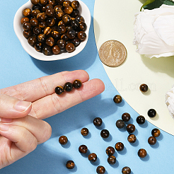 100 шт. круглые бусины из натурального тигрового глаза&nbsp;G-SP0001-21C