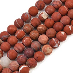 Нити бусин из натуральной матовой красной яшмы&nbsp;G-C270-M01-10mm