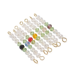 7 шт. 7-цветные подвески-фигурки из гальванического стекла в форме граненых ронделей и биконусов&nbsp;PALLOY-JF04762