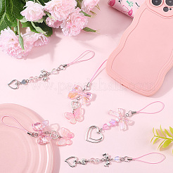 4 комплект ремешков для мобильных телефонов в форме сердца из сплава и акрила&nbsp;HJEW-SC0002-06