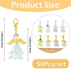 30 шт. 6 стиля подвесных украшений в виде ангела из акрила и стекла&nbsp;HJEW-FS00074