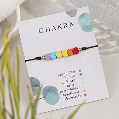 Регулируемый браслет для женщин из черного шнура с бусинами в форме радужного сердца из драгоценных камней.&nbsp;YA9246-2