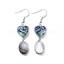 Серьги-подвески из латунной ракушки с черными ракушками&nbsp;EJEW-D313-01P