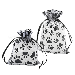 20 шт. мешочки для украшений из органзы с принтом лапы на шнурке&nbsp;ABAG-YW0001-15A