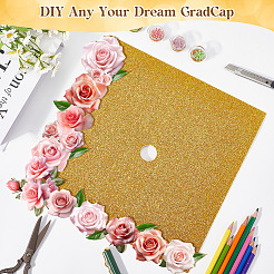 Квадратные наклейки на шапочку выпускника из блесток eva&nbsp;DIY-WH20053-05A