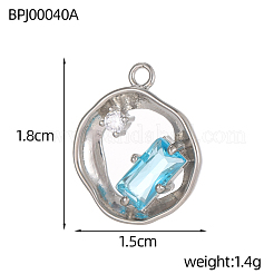 Плоские круглые подвески из нержавеющей стали 304 с кубическим цирконием&nbsp;STAS-OY004-26P