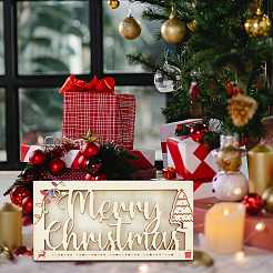 Держатель для денег в виде прямоугольника из дерева на рождественскую тематику&nbsp;AJEW-WH20006-282A