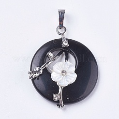 Подвески из натурального окрашенного и нагретого черного агата&nbsp;X-G-F546-A16