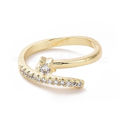 Открытое кольцо-манжета со звездой из прозрачного циркония&nbsp;RJEW-I094-13G