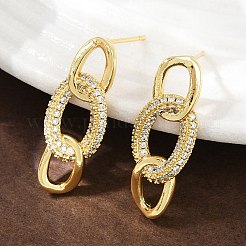 Серьги-гвоздики из латуни с микропаве из кубического циркония для женщин&nbsp;EJEW-K312-02G