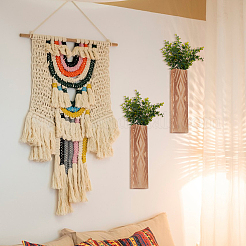 Прямоугольная настенная ваза из богемской сосны&nbsp;HJEW-WH0001-39