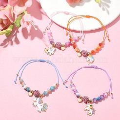 Браслет с подвеской в виде единорога из сплава эмали&nbsp;BJEW-JB09599